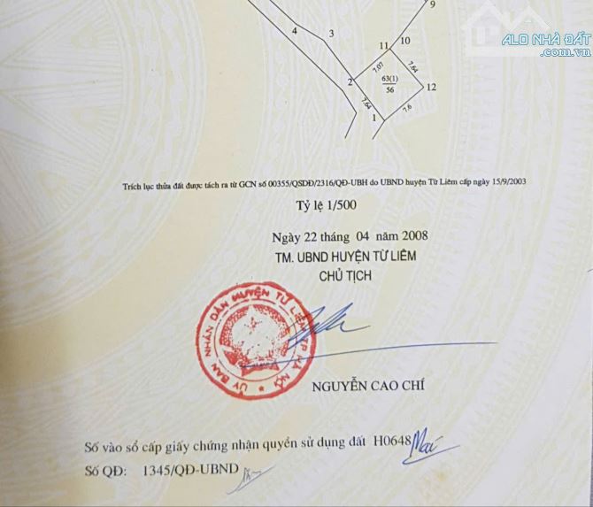 Bá,n Đất Thổ Cư Đông Ba - Thượng Cát - BTL, 56m2. Ngõ nông, ôtô gần đường Tây Thăng Long.
