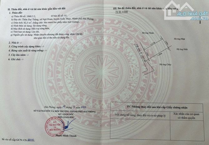 Bán đất Ngũ Đoan - Kiến Thụy - Hải Phòng