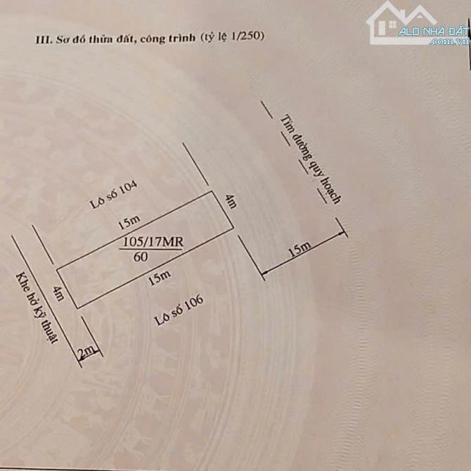 Bán đất mặt đường đôi 30m lô 16 -17 Lê Hồng Phong - DT 60m - Mt 4m giá bán 107 triệu/m