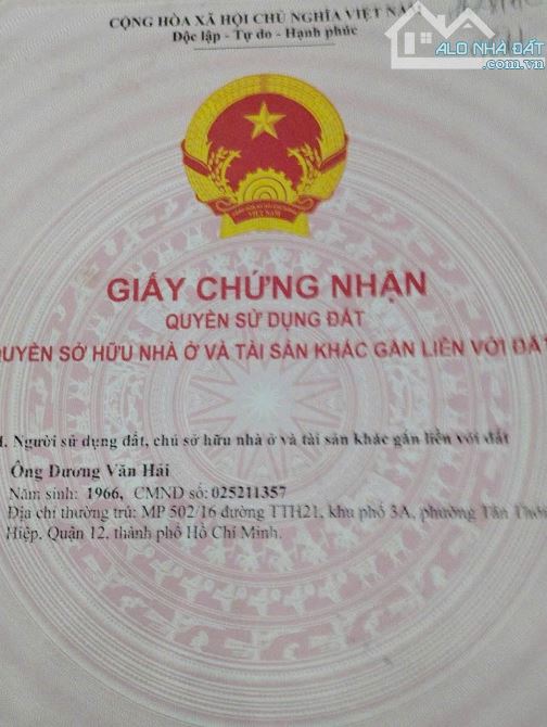 BÁN NHÀ MT NGUYỄN THỊ BÚP – Q12  NGANG 4M DÀI 32M  KD ĐỈNH – GIÁ CHỈ 7,5 TỶ TL