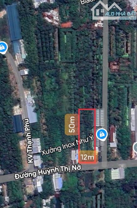 Bán đất mặt tiền Huỳnh Thị Nở 12x50 có 400m thổ cư giá 8 tỷ 800tr (thương lượng) - 1