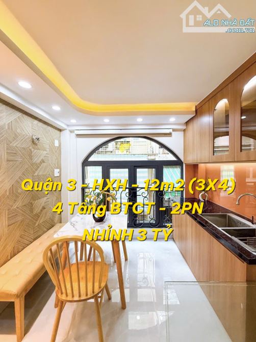 SIÊU PHẨM - SỔ VUÔNG VỨC - NGUYỄN THIỆN THUẬT - QUẬN 3 - HẺM 5M - 4 TẦNG - 2PN - 1