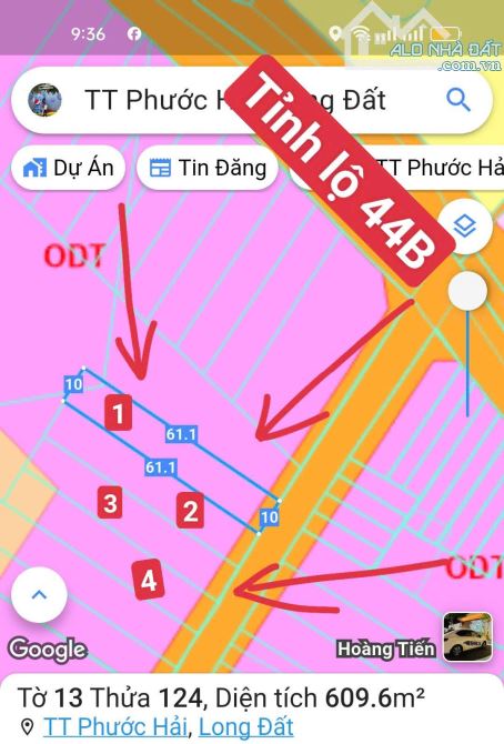 xã Phước Hải _ TP.HCM-dt : 600m2-10x60m-đất ở lên thổ cư được-gần tỉnh lộ 44b-giá 2ty45 - 2