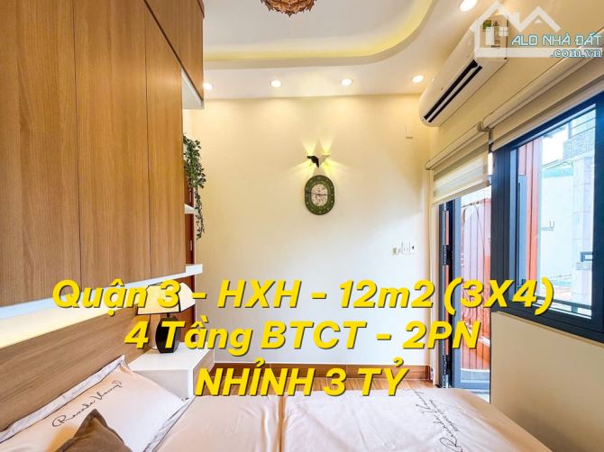 SIÊU PHẨM - SỔ VUÔNG VỨC - NGUYỄN THIỆN THUẬT - QUẬN 3 - HẺM 5M - 4 TẦNG - 2PN - 3