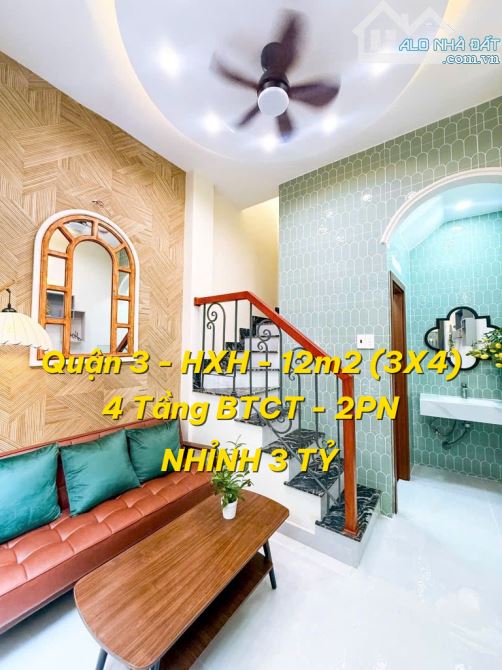 SIÊU PHẨM - SỔ VUÔNG VỨC - NGUYỄN THIỆN THUẬT - QUẬN 3 - HẺM 5M - 4 TẦNG - 2PN - 4