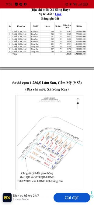 Bán gấp 65 lô đất Cẩm Mỹ, full thổ, ô tô, gần QL56, Chỉ 500tr/lô TL - 5