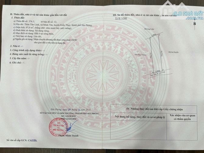 Bán đất Minh Tân - Kiến Thụy - Hải Phòng