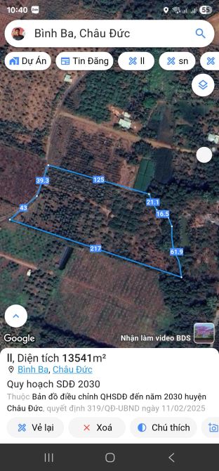 Bán 13742m2 đất vườn đẹp tại  Bình Ba châu đức cũ , giáp suối, đất phủ hồng