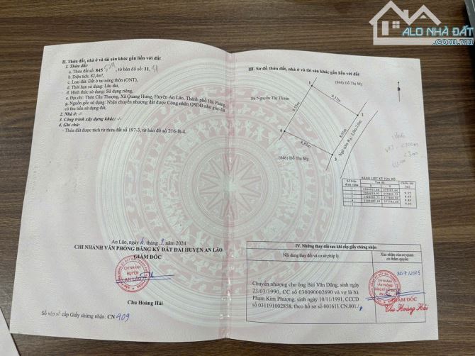 Bán đất tại Quang Hưng, An Lão, Hải Phòng, giá cực chất, 82m2 chỉ 595 triệu, ngang rộng đư