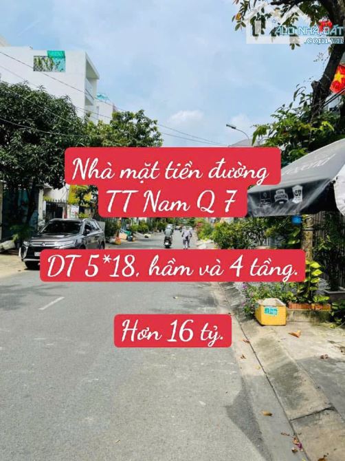 Nhà phố hầm và 4 tầng, mặt tiền đường Tân Thuận Nam Quận 7. 5*8, hơn 16 tỷ.