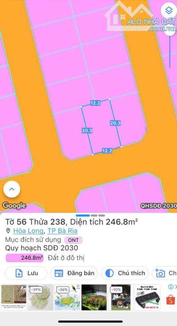 KÈO THƠM LUÔN Ạ🌸🌸gửi bán lô biệt thự thuộc dự án Lan Anh 1 tại Hòa Long - TP Bà Rịa