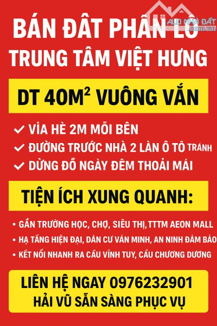 TĐC PHƯỜNG VIỆT HƯNG - 40M2 - VỈA HÈ 2 BÊN - Ô TÔ ĐỖ ĐẦY ĐƯỜNG