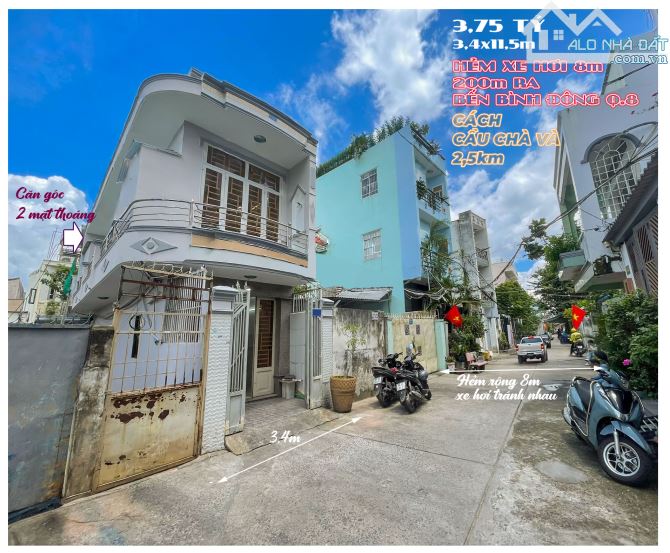 NHÀ 3,4x11,5m HẺM XE HƠI 200m RA MT BẾN BÌNH ĐÔNG Q.8 CHỈ 3,75 TỶ