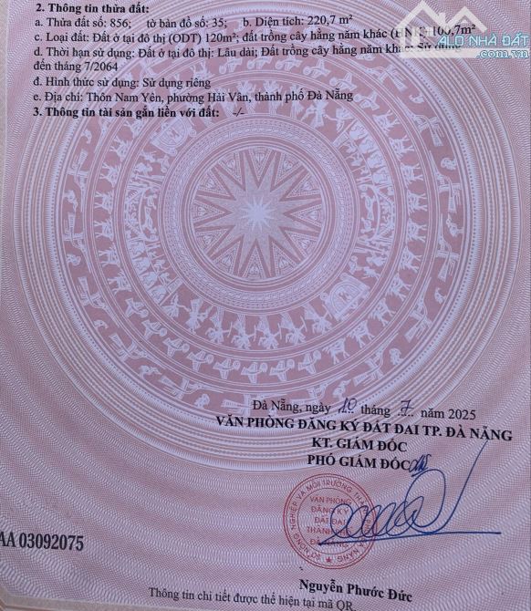 chào bán lô đất vườn có đất ở hoà bắc phường hải vân mới diện tích 220 - 1