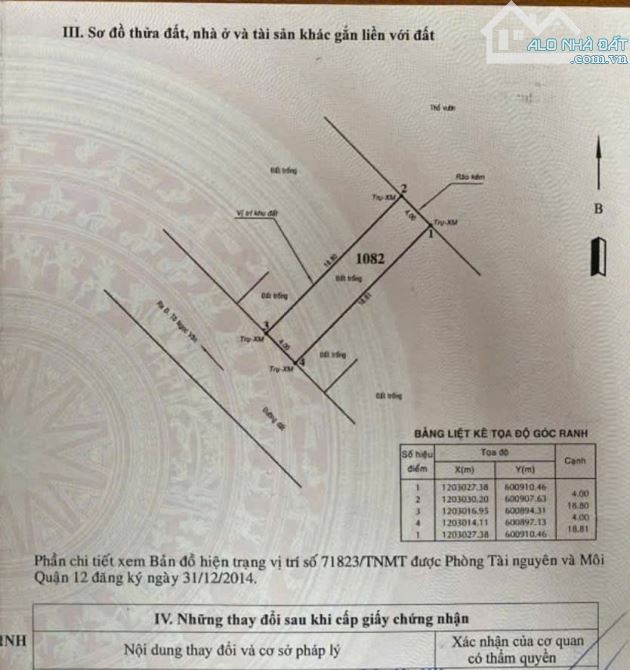 Bán lô đất Thạnh Xuân 24, P. Thạnh Xuân, Quận 12 - Gần UB phường - 1