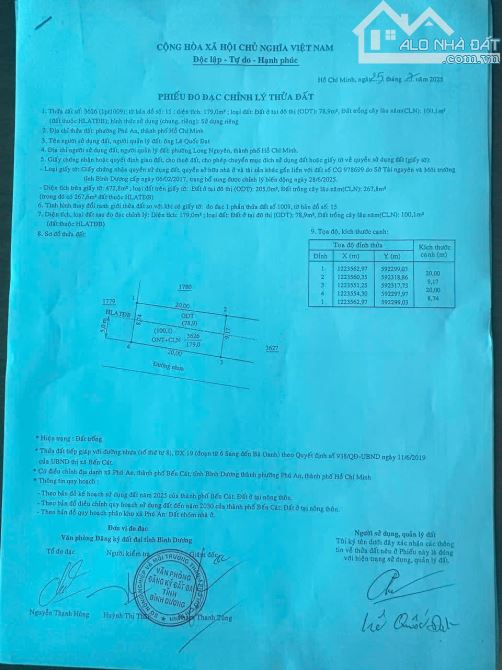 Bán đất Phú An gần ngã tư Phú Thứ 20x9m giá 1ty200 triệu - 1