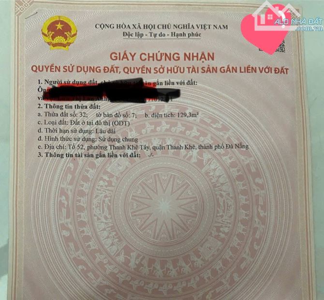 Chào bán lô đất đường  Phùng Hưng, Phường  Thanh Khê Tây - Tp Đà Nẵng, Diện tích đất : - 1