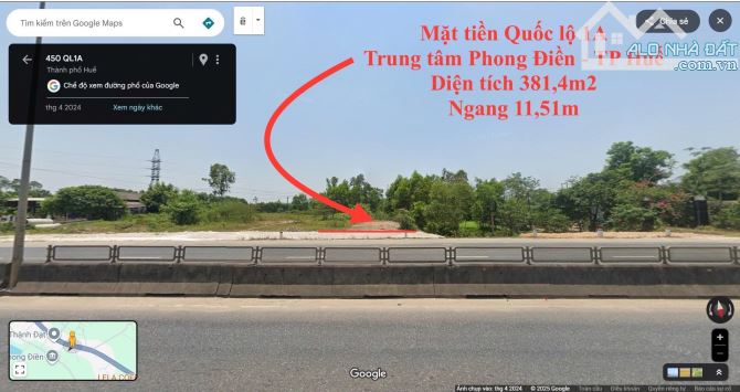 Bán đất 381,4m2 mặt tiền Quốc lộ 1A, TDP Tân Lập, phường Phong Điền, TP Huế, chỉ 2,9 Tỷ - 2