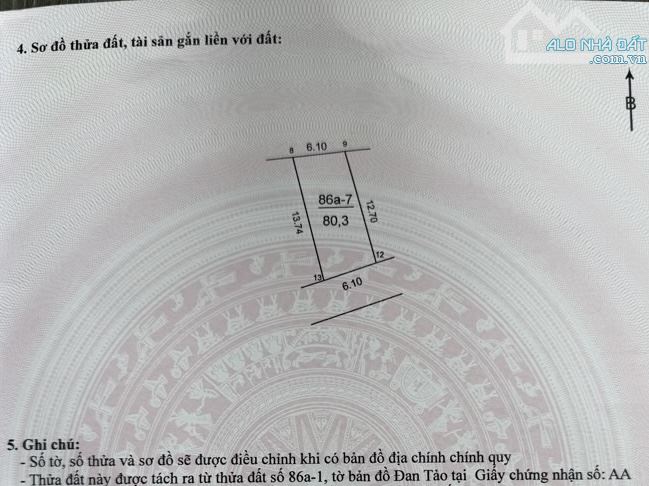 Lô đất full thổ cư 80.3m vuông đẹp Mặt tiền rộng .giá còn chưa đến 2tỷ .Đan Tảo -Tân Minh - 2