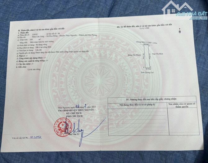 Bán lô 103m trục thông Lâu Làng - Hoa Động - Thuỷ Nguyên✅giá 2,2x tỷ. - 2