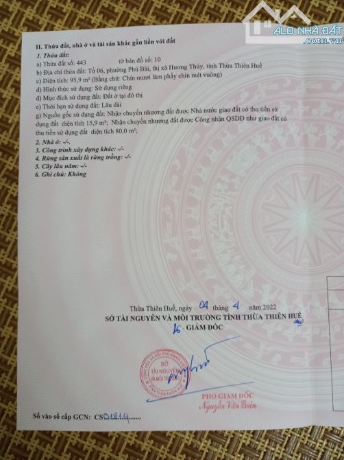 Bán đất 95,9m2 Mặt tiền đường Lý Đạo Thành, phường Phú Bài, Hương Thủy, TP Huế, chỉ 1,7 Tỷ - 5