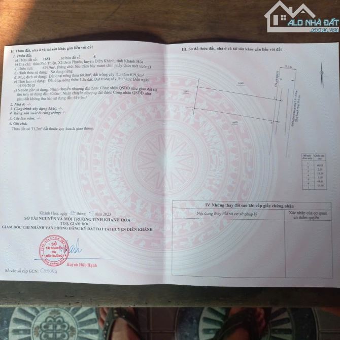 Cân bán lô đất Diên Phước đường Gò Mây 680m2 có 60m thổ ngang 13,3m chỉ 3,5tr/m2 - 5