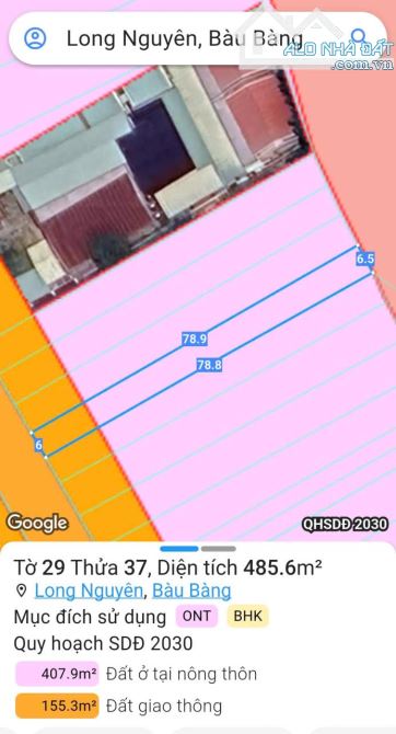 BÁN ĐẤT tặng NHÀ, MT DT749A, LONG NGUYÊN, BÀU BÀNG, DT:6x78, TC100M2, SHR, GIÁ 4,0 TỶ - 6