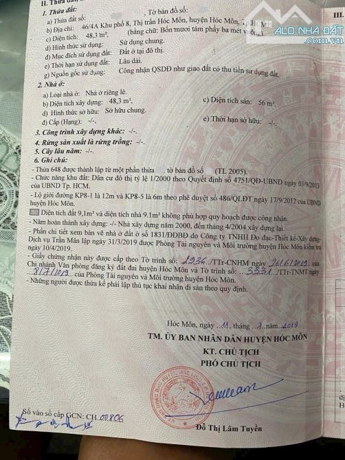 Ngay Vòng Xoay Thị Trấn Hóc Môn Tài Chính 800 Triệu Có Ngay Căn Nhà C4 DT 48m2 - 8