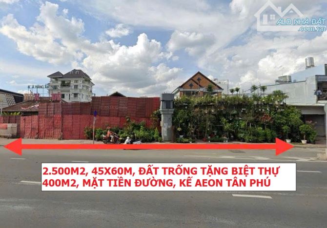 Bán đất mặt tiền kèm biệt thự 2500m2, 45x60m, đường 60m, full thổ, kế EON Tân Phú, giá Tl