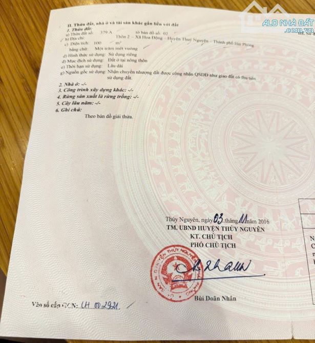 🏡Chính chủ gửi bán lô đất đẹp tại TDP Đường Đá( Hoa Động) – Phường Thủy Nguyên – Hải Phòn