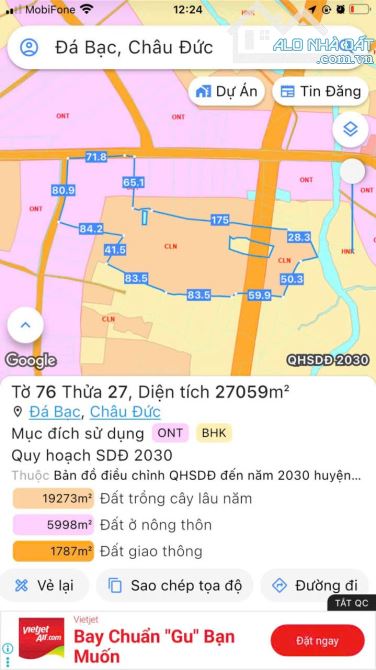 BÁN 2.7 HEC MT NHỰA QUẢNG PHÚ TÂN AN, ĐÁ BẠC CHÂU ĐỨC, BRVT, ĐƯỜNG NHỰA THÔNG 6M, GẦN KCN