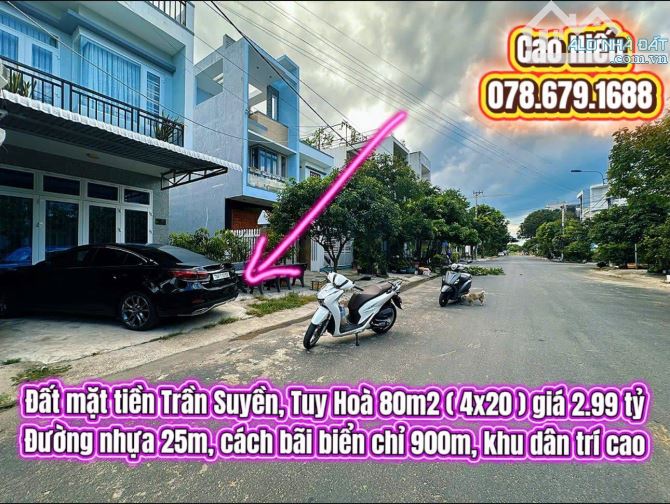 💥Đất Mặt tiền Trần Suyền 80m2 ( 4x20 ) giá 2.99 tỷ. Đất biển Tuy Hoà