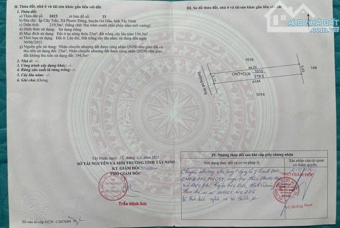 Bán gấp lô đất đường 26, Cây Trắc, Phước Đông, Gò Dầu, Tây Ninh - 1