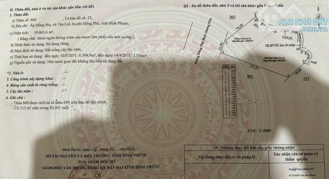 Bán lô đất mặt tiền Đường 65m Bình Dương, Đồng Phú