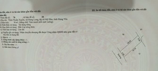 🏡 BÁN LÔ ĐẤT ĐẸP 81 m² – THUẦN XUYÊN, HƯNG LONG 🌟  🚗 Đường ô tô đỗ cửa, cách trục chính - 2