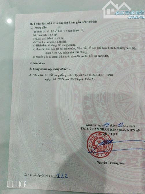 Bán lô góc 74m2 khu đấu giá Nguyễn Lương Bằng ,Kiến An.  Giá 3,35 tỷ . Lô góc 3 mặt thoáng - 2