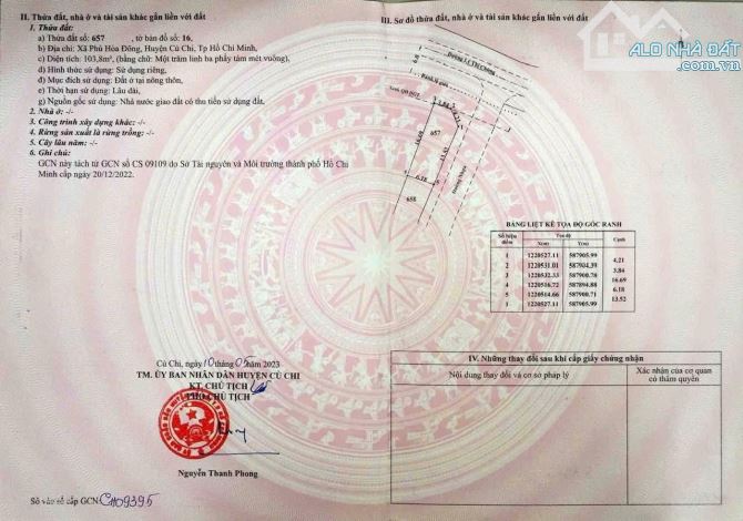 Bán đất thổ cư góc 2 mặt tiền đường Lý Thị Chừng xã Phú Hòa Đông Củ Chi TPHCM, DT: 6x17m. - 3