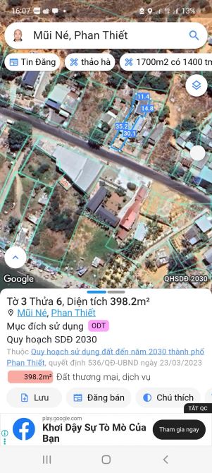 Cần bán 398m2 có 150tc mặt  tiền Huỳnh Thúc Kháng Mũi Né - 3