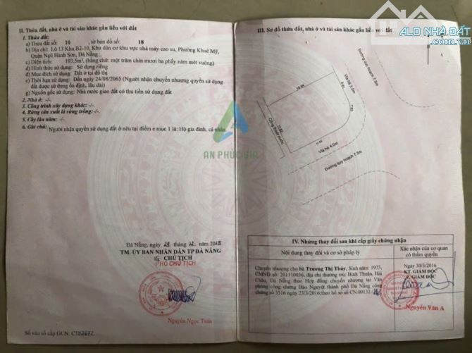 BÁN 193M2 ĐẤT LÔ GÓC KHUÊ MỸ ĐÔNG 14 & KHUÊ MỸ ĐÔNG 7,NGŨ HÀNH SƠN,ĐÀ NẴNG