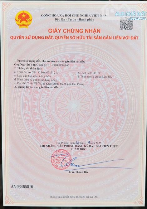 Bán đất Minh Tân - Kiến Thụy - Hải Phòng