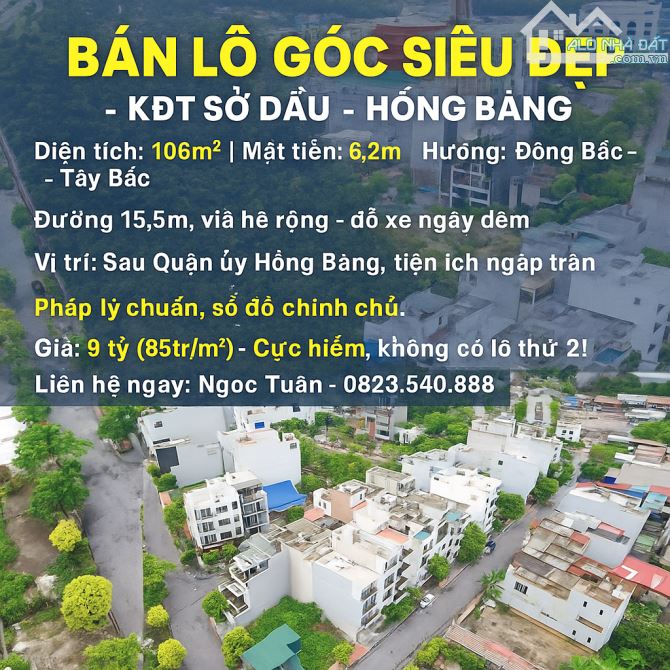 Bán đất kdt mới Sở Dầu, Hồng Bàng ngay sau Sở Tài Chính thành phố.