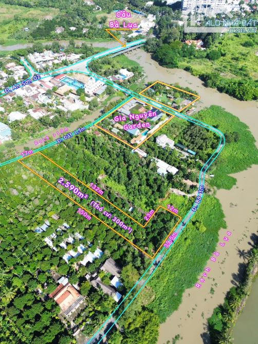 Đất vườn măng cụt 2 mặt tiền view Rạch Bà Lụa - Kế bên nhà hàng Gia Nguyên Garden