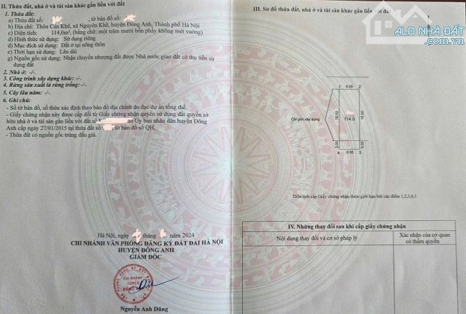 💯💯💯 Băng 2 đường Lê Hữu Tựu - Liền kề KĐT Nguyên Khê - 114m2 - 2 Thoáng - Gần Công Viên
