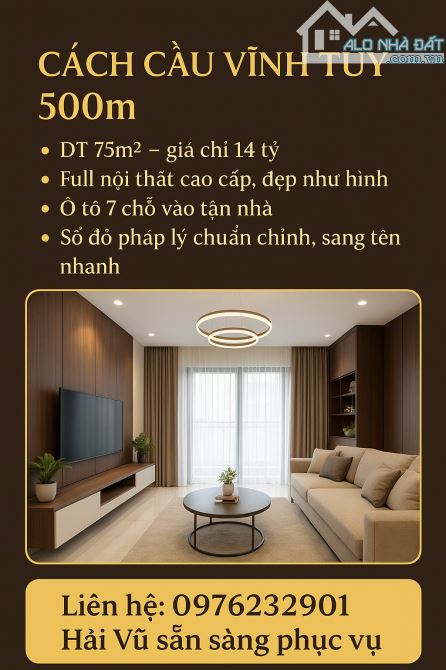 SIÊU PHẨM CÁCH CẦU VĨNH TUY 500M - 75M - 7 TẦNG - TK DUPLEX - giá 14 tỷ - 1