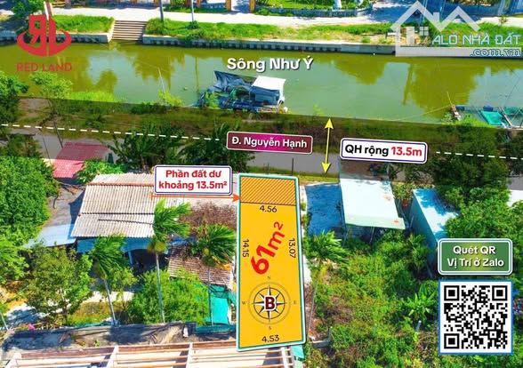 🌈 ĐẤT MẶT TIỀN ĐƯỜNG 13,5M NGUYỄN HẠNH, THUỶ VÂN - VIEW SÔNG NHƯ Ý ✅ Vị trí: Mặt tiền đườ - 1