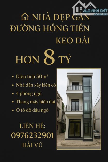 Ngay gần Hồng Tiến kéo dài - 50m2 - DÂN XÂY 4 PHÒNG NGỦ - THANG MÁY - Ô TÔ ĐỂ ĐẦU NGÕ - 1