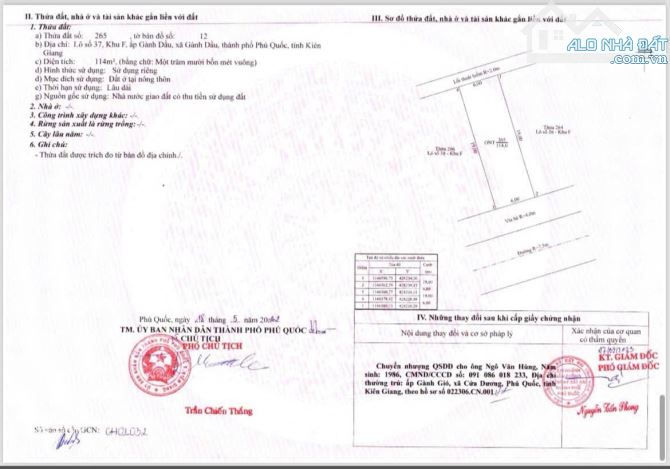 Bán đất tái định cư Gành Dầu, Phú Quốc. Dt 114m2, mt 6m. Giá 3.3 tỷ - 2