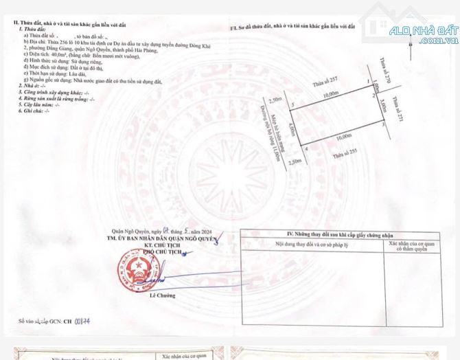 Bán đất TĐC Cây Đa - ĐẰNG GIANG - Ngô quyền  - Diện tích: 40m² ngang 4m dài 10m. - Vị trí - 4