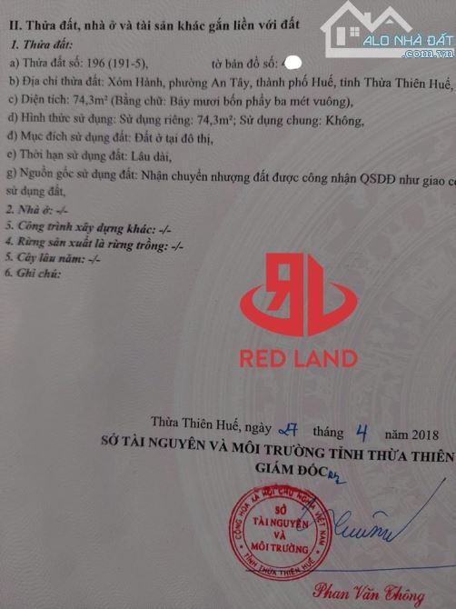 ĐẤT KIỆT 6 TAM THAI Ô TÔ TẬN NƠI - CẠNH CÁC TRƯỜNG ĐẠI HỌC HUẾ - giá 1 tỷ 5x  👉 - 5