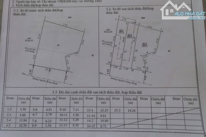 2 lô mặt tiền Nguyễn Trọng Thuật gần sân bay, Hương Thuỷ, Tp Huế.